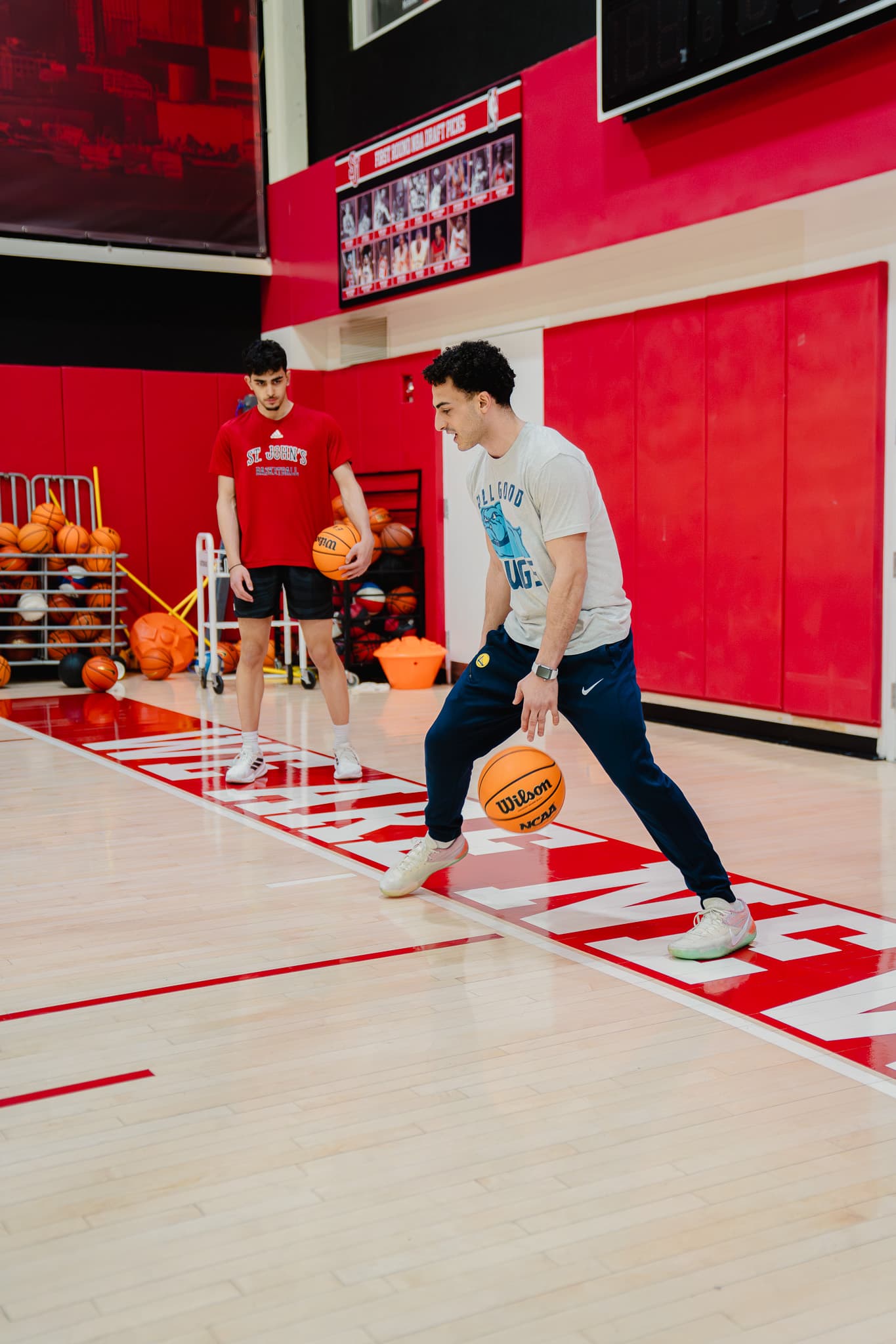 Ball handling drill on court